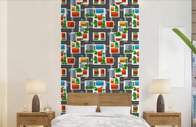 Behang - Fotobehang Patronen - Auto - Huis - Jongens - Kinderen - Kids - Breedte 120 cm x hoogte 240 cm