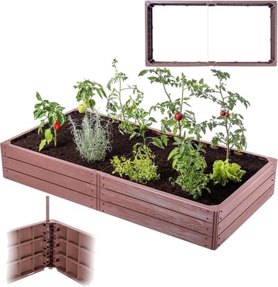 KADAX Verhoogd Tuinbed voor Groenten, Bloemen en Kruiden - Plantenbed, Kruidenbed, Groentebed, Bloembed, Bloemperk van Kunststof