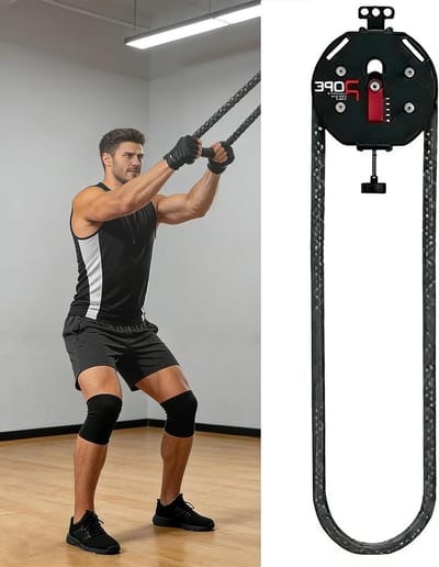 Eindeloos Touw Trainer - Kabelmachine Fitness - Kracht Training - Verstelbare Weerstand - 4 Meter Touw - Zwart