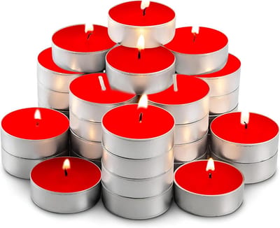 50x Rode Waxinelichtjes Set - Unscented Theelichtkaarsen voor Decoratie en Sfeer