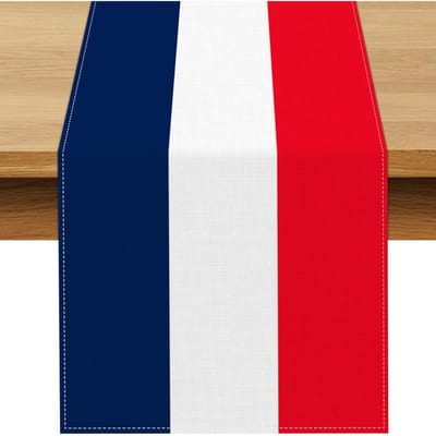 Franse Vlag Blauw Wit Rood Strepen Linnen Tafelkleed Feest Decoratie Herbruikbaar Keuken Eettafelkleed Feestdagen Feestdecoraties 150x33cm blue