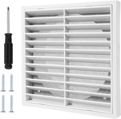 Vierkant Ventilatierooster - Afsluitrooster Ventilatie - Luchtcirculatie Verbeteren - Met Insectenbescherming - 150 mm - Wit