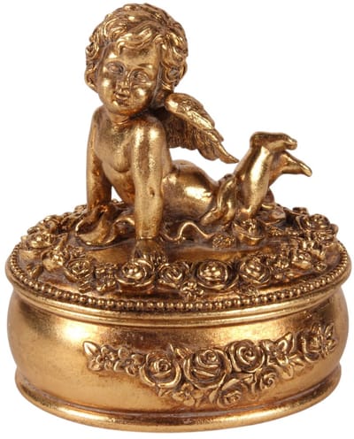 Baroque - Opberger - Sieradendoos Engel 12,5 cm - Goud - Resin - 12.5x10x11 - Polyresin