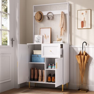 Kledingkastset - compacte kledingkast - gangkast - halmeubel - wandkast - plank - gang-schoenenkast - 80x175,5x35 cm