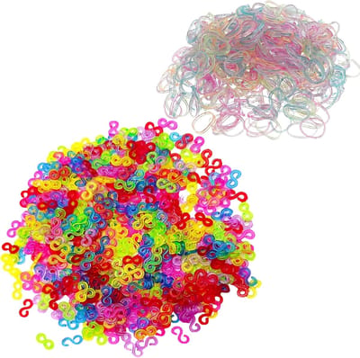 Behave 1200 Multi Color S-Clips + 200 Glitter Loombandjes - Kunststof Clips voor Loom Bands - DIY Armbandjes Maken