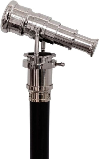 Wandelstok met verrekijker - Decoratieve stok - Wandelen en decoratie - Handgemaakt uniek - 98cm lengte - Houtkleur