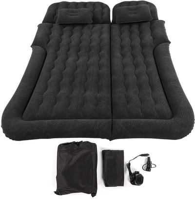 Dailygoods- Luchtbed 2 in 1 - Draagbare Zelf Opblaasbare Matras - PVC Opblaasbaar Bed - Voor Auto Achterbank - Stabiel en Duurzaam - Zacht Vlokkend Materiaal - Automatrassen