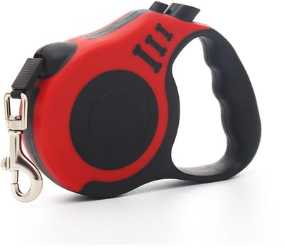 Hondenriem - Automatisch oprolbare hondenriem - Hondenriem - Draagbare hondenriem - Comfortabel outdoor vest voor huisdieren - Geschikt voor honden en katten kleiner dan 50 cm - Rood - 5 meter lang