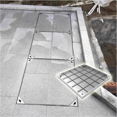 Putdeksel, vlakke stalen putdeksel, ingebedde putdeksel met voet, ingebedde vierkante putdeksel, waterdicht, for binnen- en buitengebruik(8cm,40 * 40cm/15.7 * 15.7in)