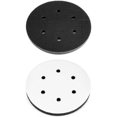 Twee zachte schuurpads van 125 mm met sponsinterface, geschikt voor schuurschijven (6 gaten).