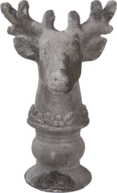 Clayre & Eef Decoratie Beeld Hert 17x14x26 cm Grijs Steen