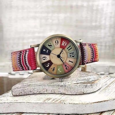 Modehorloges voor dames met veelkleurig regenboogpatroon Handpolsband Horloges Sieraden black