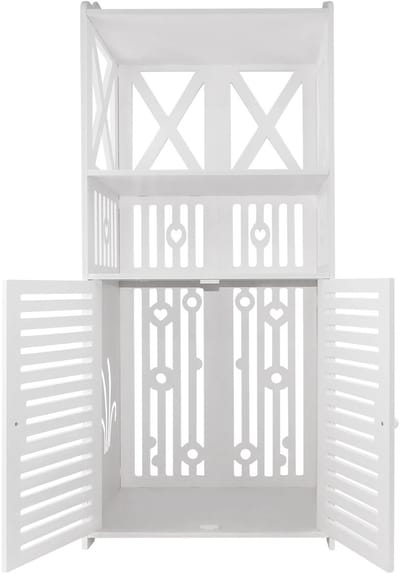 DIMICO - Badkamerkast - Badkamermeubel - Badkamer Organizer - Kast met Deuren - Wit - 4 Niveaus - 90 x 40 x 25 cm - PVC
