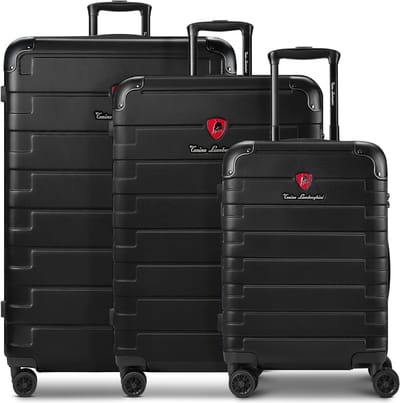 Tonino Lamborghini Milano 4 wielen Kofferset 3-delig met uitbreidingsplooi - Harde bagage - Combinatieslot - black