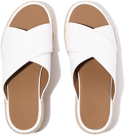 FitFlop FitFlop Platfforms Espadrille Leather Wedge Cross Slides WIT - Maat 36