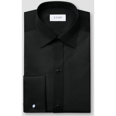 Eton Overhemd Subtle Texture Fine Striped Bib Evening Piqué Zwart / male