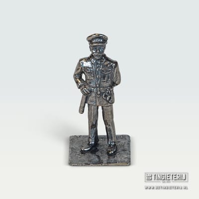 Tinnen Politie Agent Beeldje – Handgemaakt Miniatuur Beroep – Uniek Cadeau & Decoratie – Ambachtelijk Tin - jubileum - pensioen