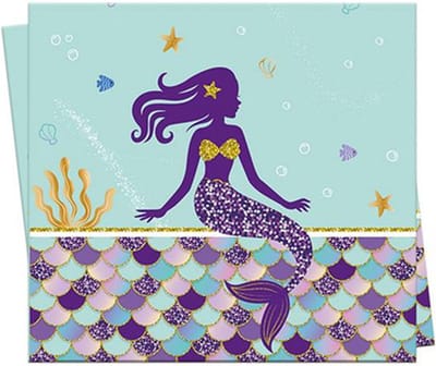 Zeemeermin Tafelkleed - Turquoise / Paars - Partykleed - Thema Mermaid / Zeemeermin