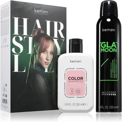 Set Kemon: Styling Glamoon Shine, Haarlak, Glans, 250 ml + Kleur, Haarkleurbehandeling Shampoo, Glans, Voor Gekleurd Haar, 250 ml