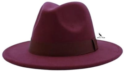 San Vitale® - Fedora Hoed Burgundy - Festival - Stijlvol - Verstelbare pasvorm - One Size Fits Most - 55-58cm - Polyester - Bordeaux Rood - Burgundy