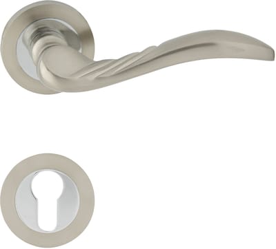 DOMINO PETRA R M6 M9 - Deurklink Set Chroom Nikkel met PZ Profielcilinder Rozet - Luxe Deurbeslag - Set