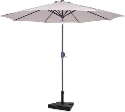 VONROC Premium Stokparasol Recanati Ø300cm – Incl. parasolvoet & beschermhoes - Ronde parasol - Kantelbaar – UV werend doek - Beige