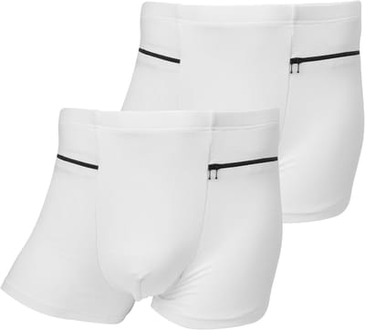 2 Stuks Heren Ondergoed met Verborgen Zak, Ideaal voor Reizen, Boxershorts in XX-Large Maat (Wit en Zwart)