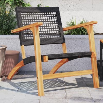 vidaXL - Tuinnstoelen - 2 - st - poly - rattan - en - acaciahout - zwart