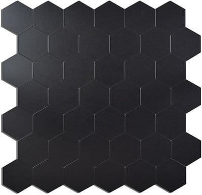 Zelfklevende Mozaïek Tegel - Afimona Midnight Black Hexagon XL Matt - Zwart - 29x28.8x4mm