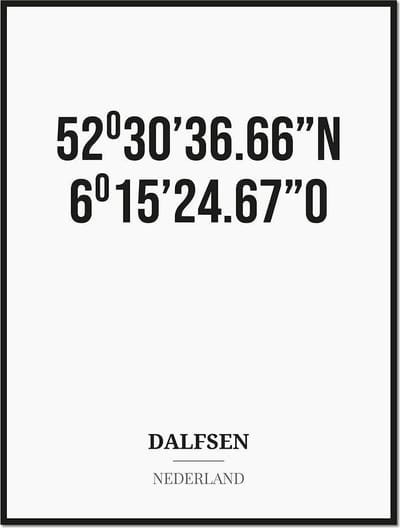 Poster/kaart DALFSEN met coördinaten