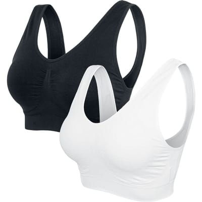 Urban Classics Ondergoed - Ladies Pads Sport Bra 2er Pack - XS tot 5XL - voor Vrouwen - zwart-wit