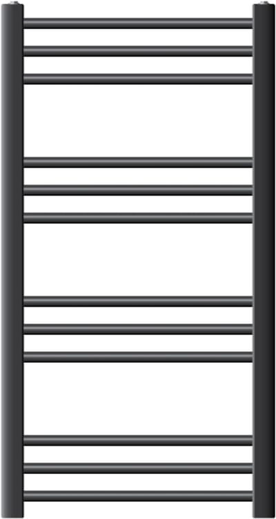 Elektrische badkamerradiator met verwarmingselement 300W 500x800 mm antraciet rechte zijaansluiting & thermostaat LuxeBath