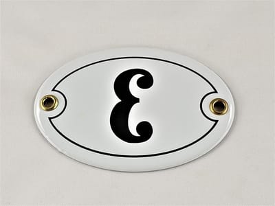 Emaille Huisnummer - Ovaal Schild - Huis Herkenning - Handgemaakt Ambacht - 10.5 x 7 cm - Wit Zwart