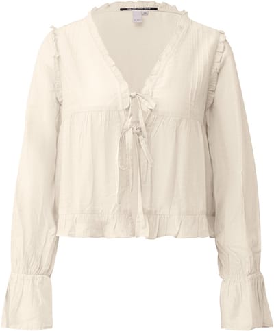 Dames blouse met knoop en volant QS Regular Fit