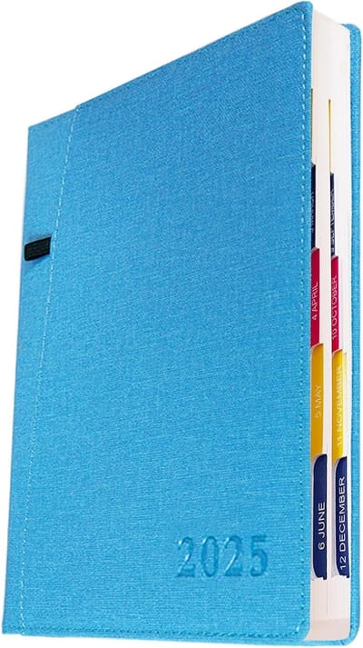 2025 Planner - Agenda Boek - Dagelijkse Planning - Dikke Papieren Pagina's - A5 Formaat - Hemelsblauw