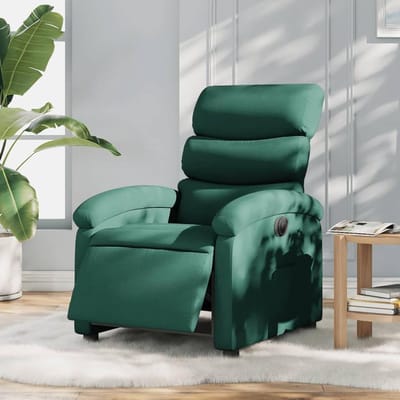 Relaxstoel Stof - Comfortstoel Zetel - Ontspannen Thuis - Elektrisch Verstelbaar - 70x147x80 cm - Donkergroen