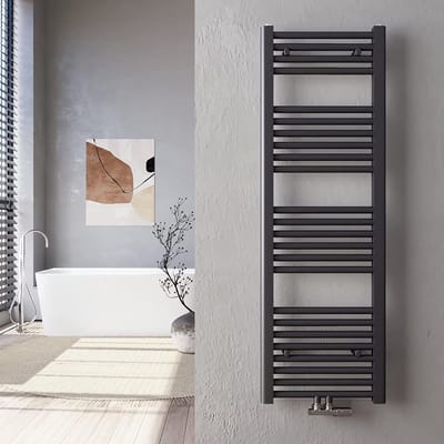THERMLAND Handdoekradiator, Standaard, 60x150 cm, ANTRACIET, Radiator, Handdoekrek, Badkamerradiator, Verwarming Badkamer, Handdoekrek Radiator, Badkamerverwarming, Badkamer Radiator, Designradiator