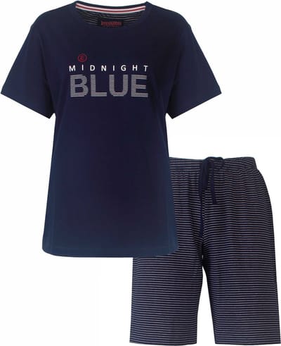 Irresistible Dames Shortama - Korte Mouwen - Navy Blauw - Maat L