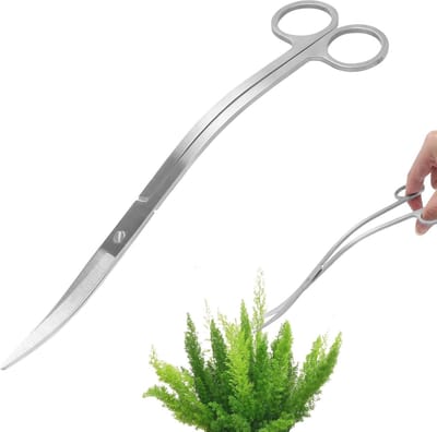 25 cm RVS Gebogen Scharen voor Plantenverzorging in Aquariums, Ideaal voor Aquascaping en Onderhoud van Waterplanten