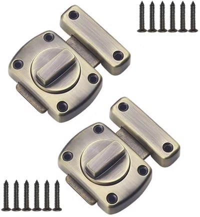 TLVX 2 stuks Sterke Draaislot Brons incl. Schroeven – Deur Beveiligen – Badkamer – Toilet Vergrendelen – Veilig Poort Slot – Kastdeur – Deursloten – Deurbeslag – Tuindeur – Meubelslot – Schuur – Raam – Kast – Garage Beveiligen – Waterproof