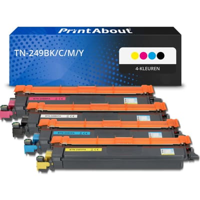 PrintAbout huismerk Toner TN-249BK/C/M/Y 4-kleuren Multipack Geschikt voor Brother