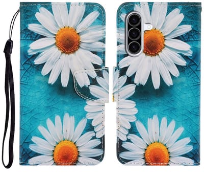 Blauw wit bloemen - agenda book case hoesje - Telefoonhoesje geschikt voor Samsung Galaxy A57 5G