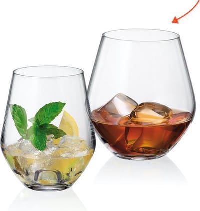 6x grote kristallen glazen GLOBO GRUS - waterglazen, cocktailglazen, wijnglazen zonder voet - 500 ml - set 6 stuks