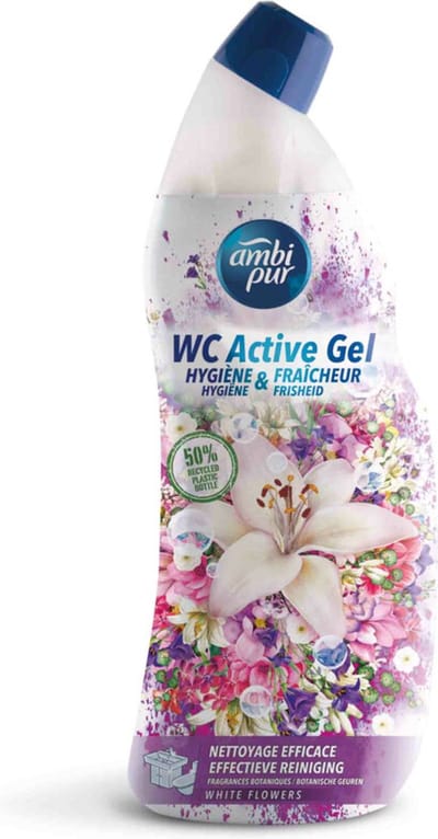 Ambi Pur Wc Active Gel - White Flowers - Toiletreiniger - 8x 750ml - Voordeelverpakking