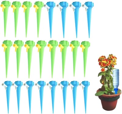 24 Stuks Zelfbewateringsspikes voor Planten – Automatisch Druppelsysteem met Instelbaar Ventiel, Vakantie Bewateringsset voor Kamerplanten en Tuin