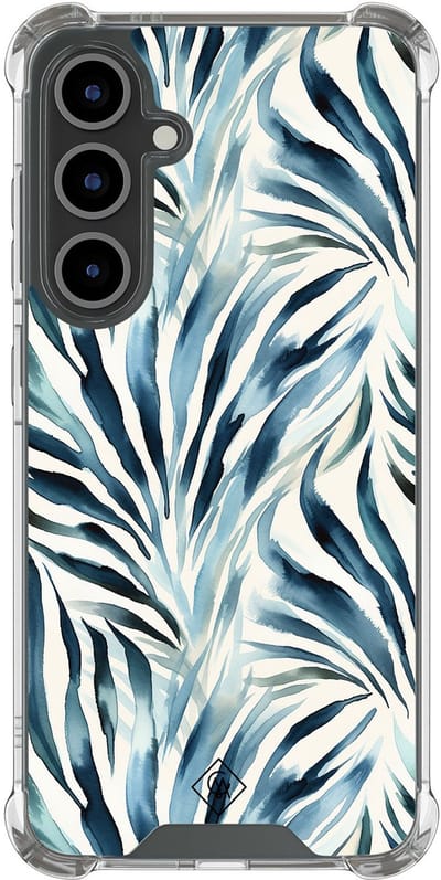Casimoda® hoesje - Geschikt voor Samsung Galaxy S24 FE - Japandi Waves - Shockproof case - Extra sterk - TPU/polycarbonaat - Blauw, Transparant