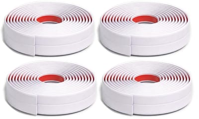 randbescherming, zelfklevend, 2 cm breed, 4 stuks, flexibele plint, zelfklevend, hoekbescherming, randlijm, witte hoeklijst, zelfklevend hoekprofiel voor muur en meubels