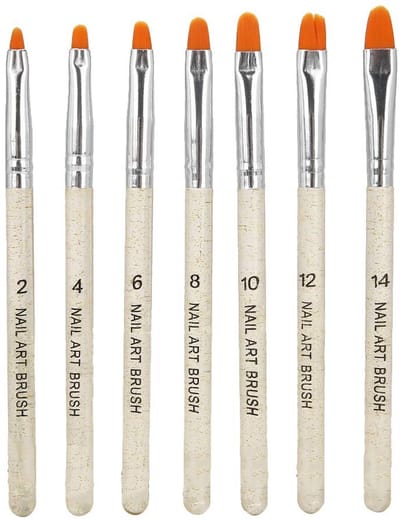 Dailygoods- Nail Art Brush 7 Stuks - Transparant Handvat - Nylon Borstelharen - Metalen Aluminium Buis - Sterke Taaiheid - Modieus Ontwerp - Nagelborstels