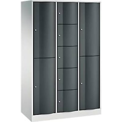 C+P combikast Resisto, 3 afdelingen, 9 vakken, B 1148 x D 540 x H 1950 mm,  lichtgrijs/antracietgrijs