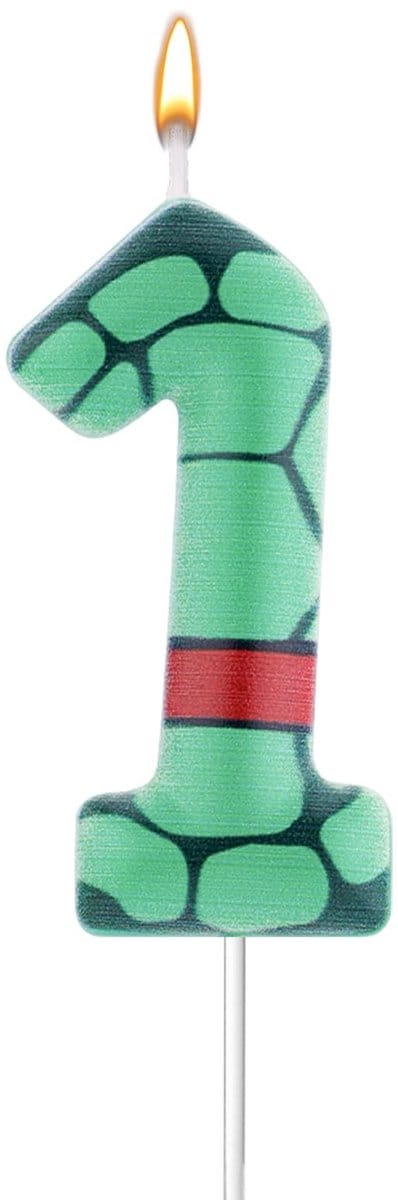 Dailygoods- Verjaardagskaars Nummer 1 - Schildpad Design - Groen/Rood - Paraffine - 4x6cm - Aantrekkelijke Decoratie - Nummerkaars